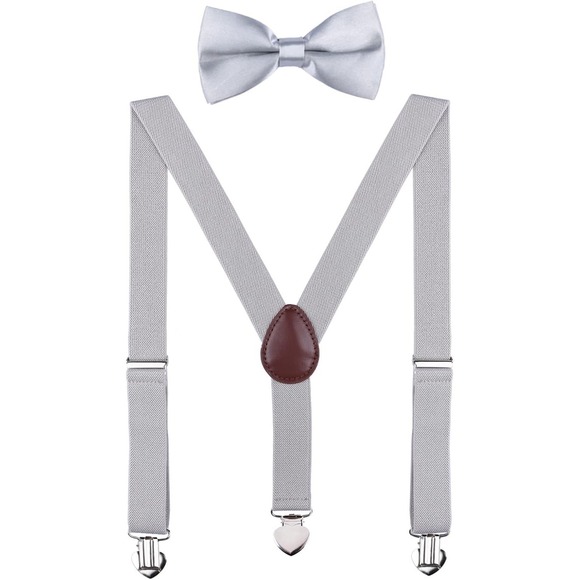WDSK Other - Boys' Suspenders and Bow Tie Set Adjustable with Heart Clips